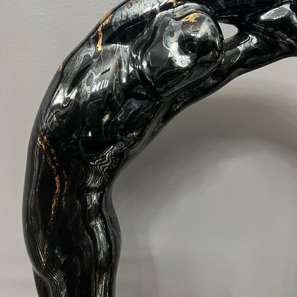 RARE black with gold swirl Vintage Ceramic Circle of Love by Royal Haeger - Picture 8 of 10